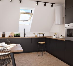 2-300x271 Aranżacja kuchni na poddaszu